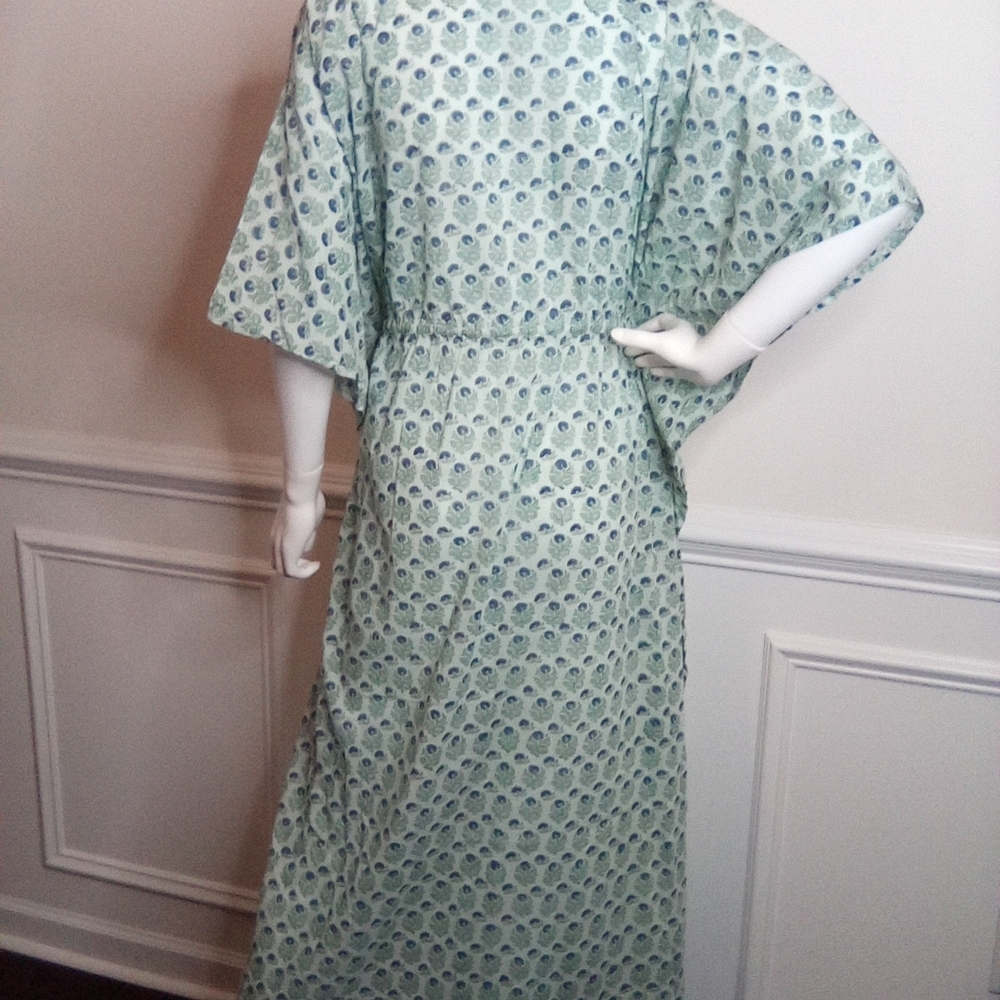 Women's Bellino Blue Floral Maxi Kaftan Dress, One Size - Picture 12 of 16